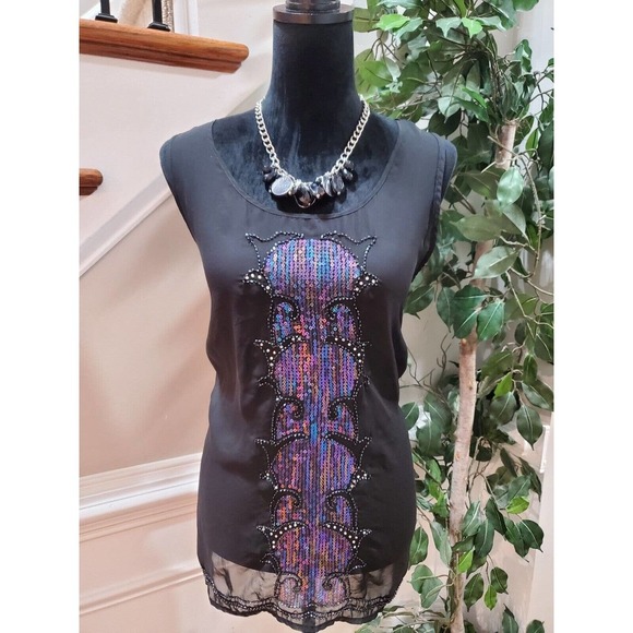 Maurices Women's Black 100% Polyester Round Neck Sleeveless Top Blouse Size 1 - Picture 12 of 12